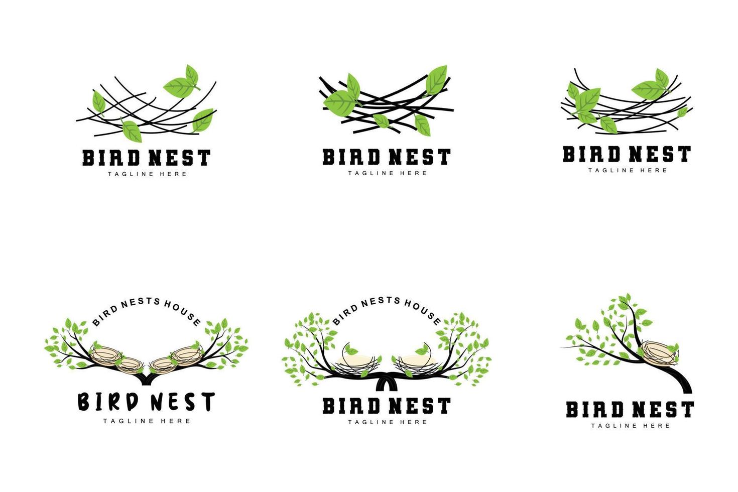 vogel nest logo ontwerp, vogel huis vector voor eieren, vogel boom logo illustratie