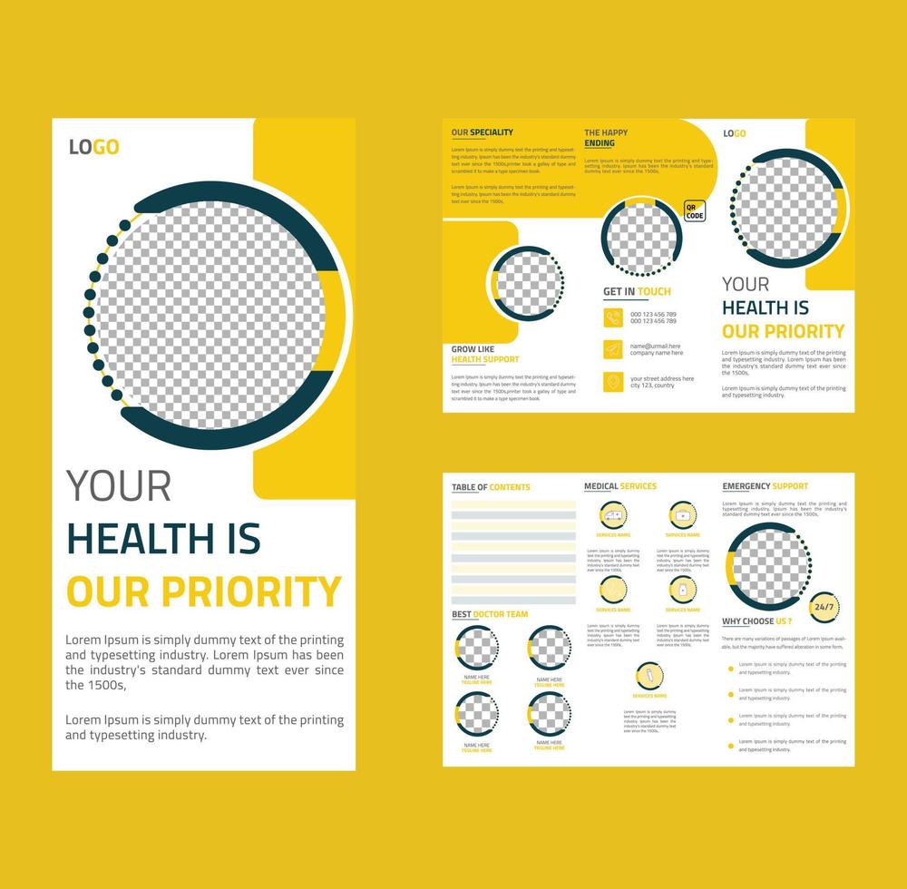 medisch ziekenhuis drievoud brochure ontwerp vector