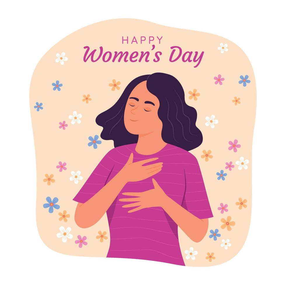 sereen vrouw voor Internationale vrouwen dag concept illustratie vector