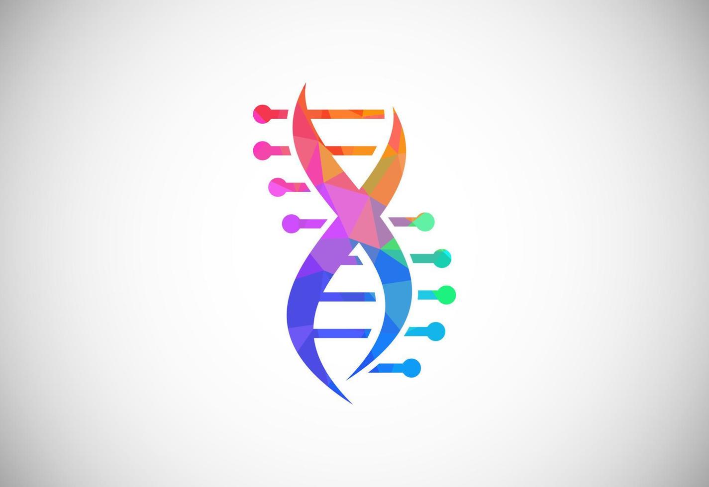 veelhoekige dna vector logo. genetica logo ontwerp concept. logo voor geneesmiddel, wetenschap, laboratorium, bedrijf, en bedrijf identiteit