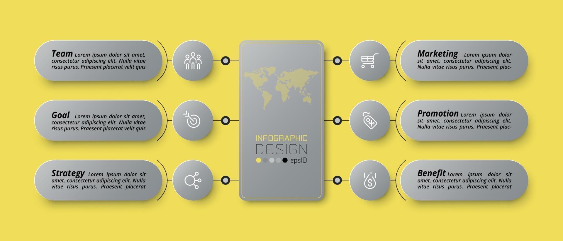 5 stappen van zakelijke workflow of het plannen van advertentie-informatie en presentaties vector