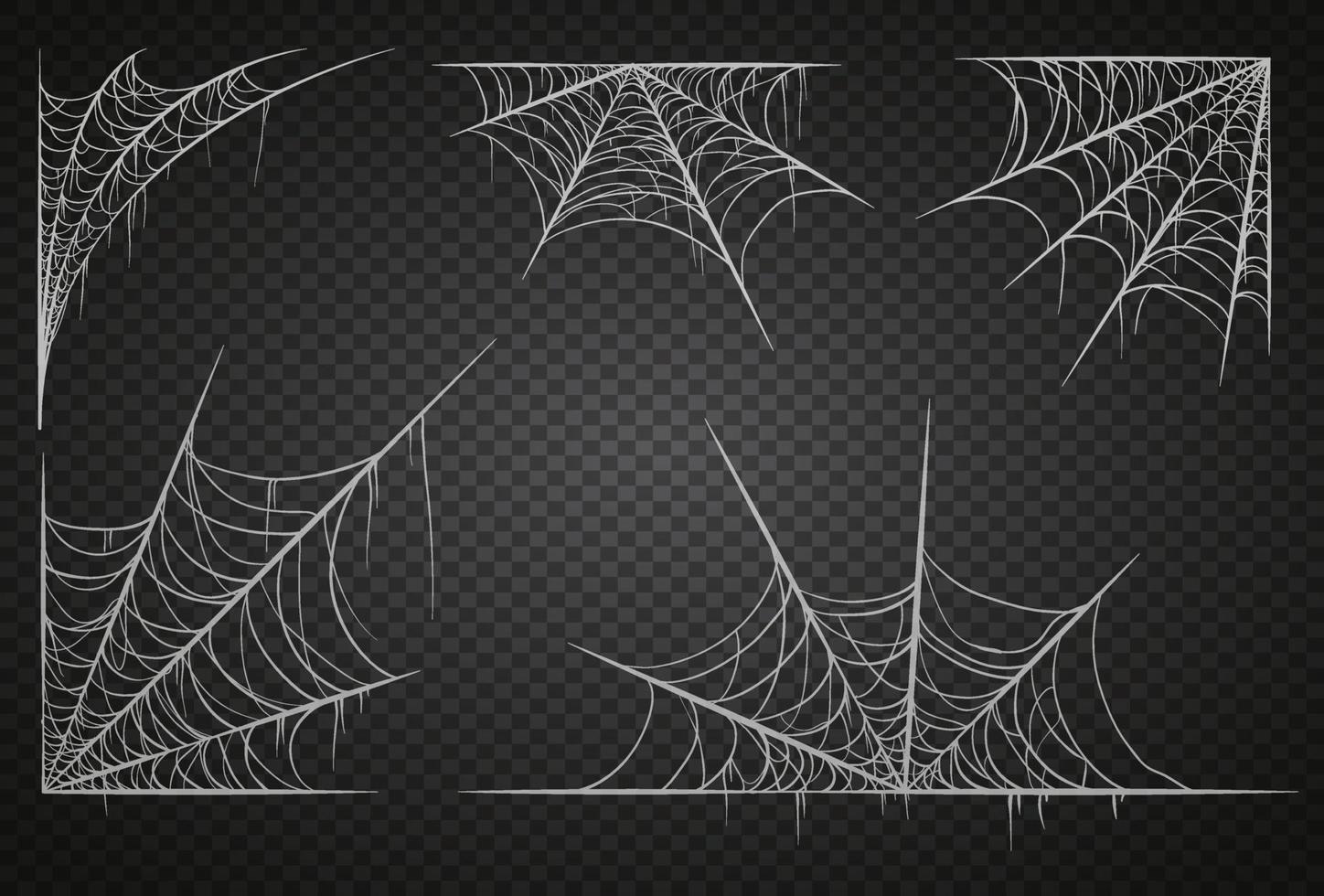 spinnenweb set. spinnenweb voor halloween, spookachtig, eng, horror decor vector