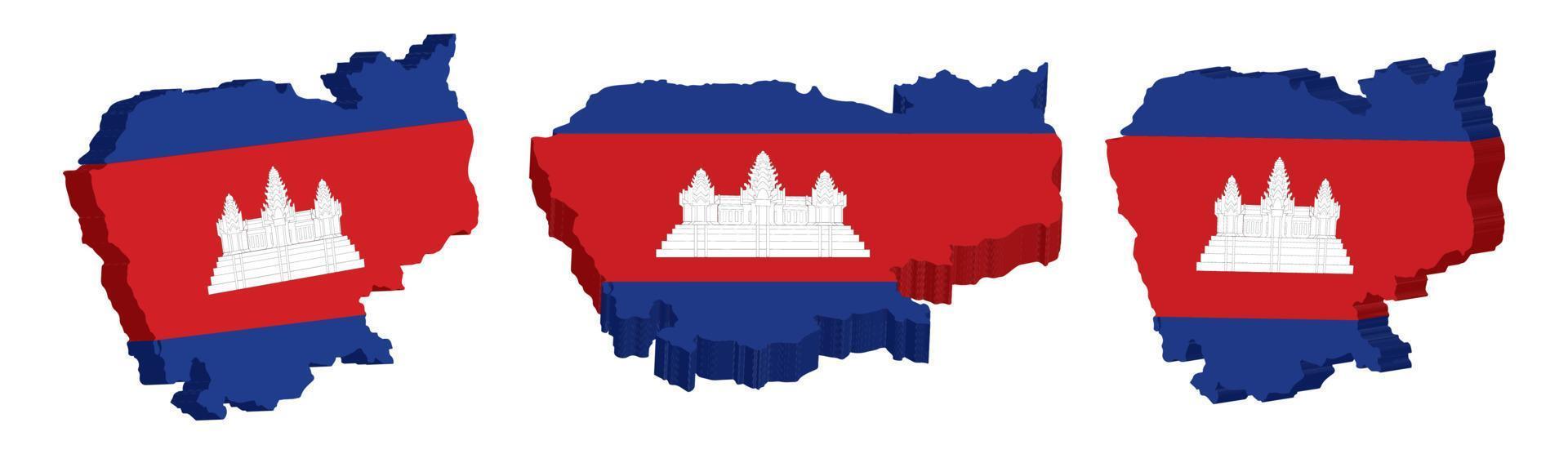 realistisch 3d kaart van Cambodja vector ontwerp sjabloon