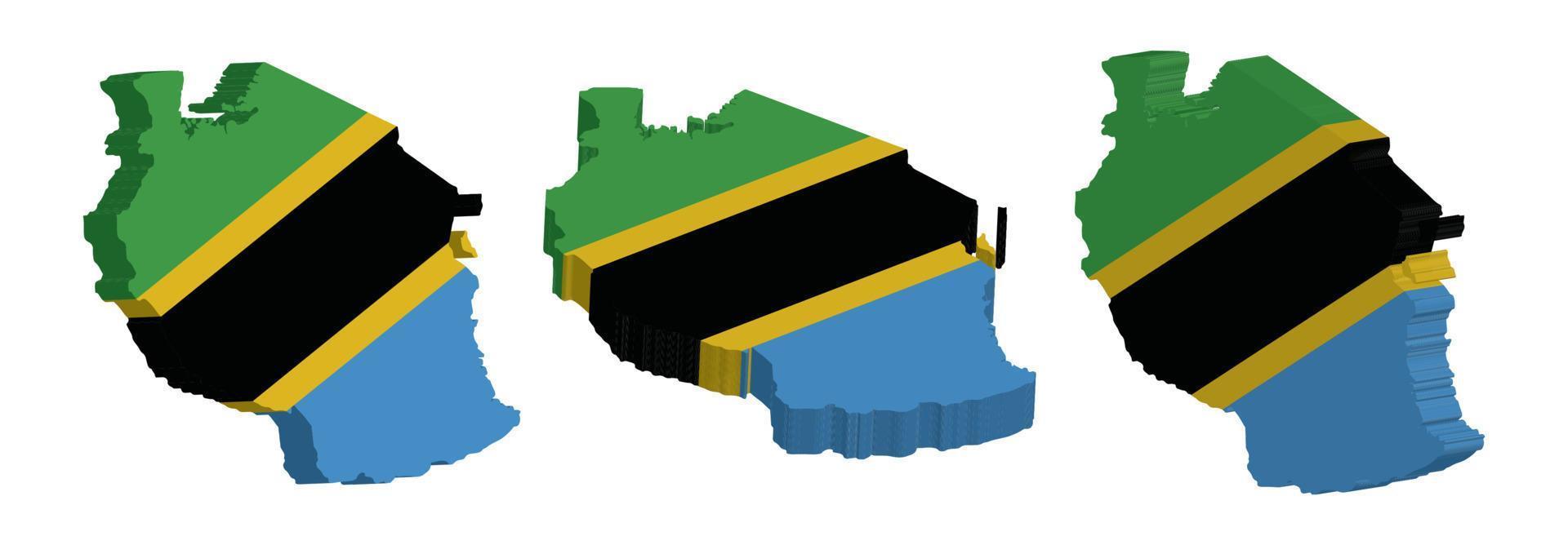 realistisch 3d kaart van Tanzania vector ontwerp sjabloon