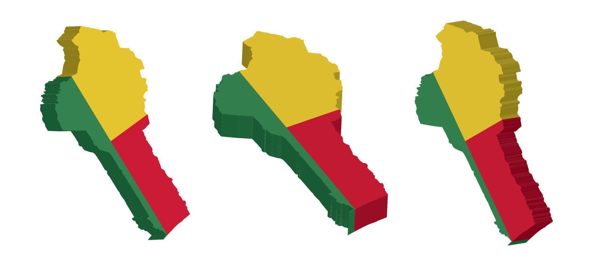 realistisch 3d kaart van Benin vector ontwerp sjabloon