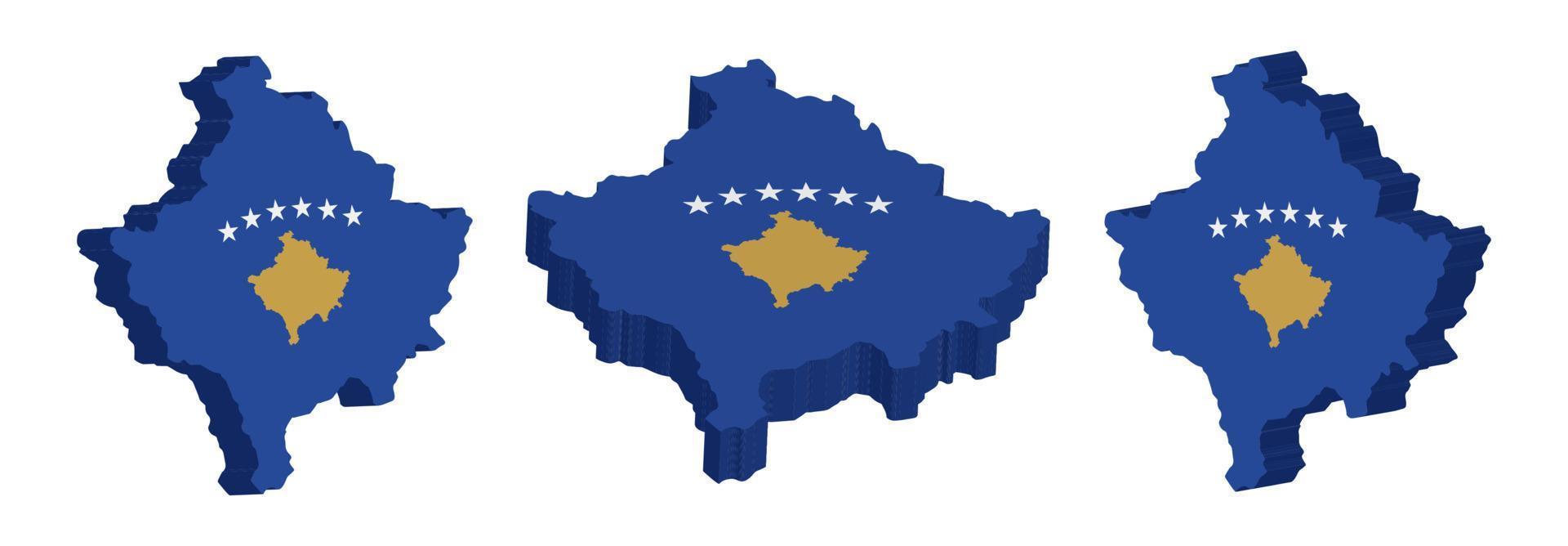 realistisch 3d kaart van Kosovo vector ontwerp sjabloon