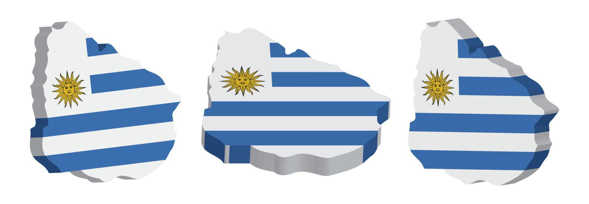 realistisch 3d kaart van Uruguay vector ontwerp sjabloon