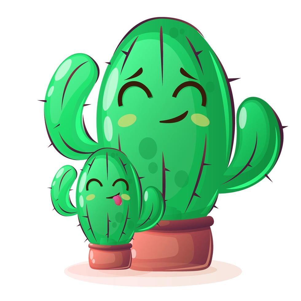 cactusplanten met blije gezichten in cartoon stijl op geïsoleerde achtergrond vector