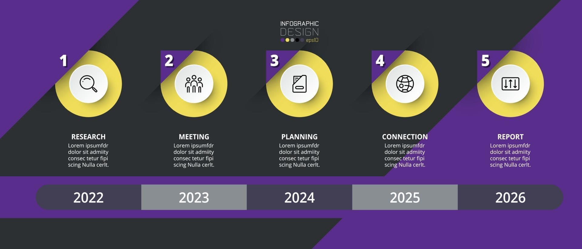 5 stappen infographic. kan worden gebruikt om resultaten in grafiekformaat te plannen en te rapporteren. zaken, bedrijf, marketing, onderwijs, infographic ontwerp. vector