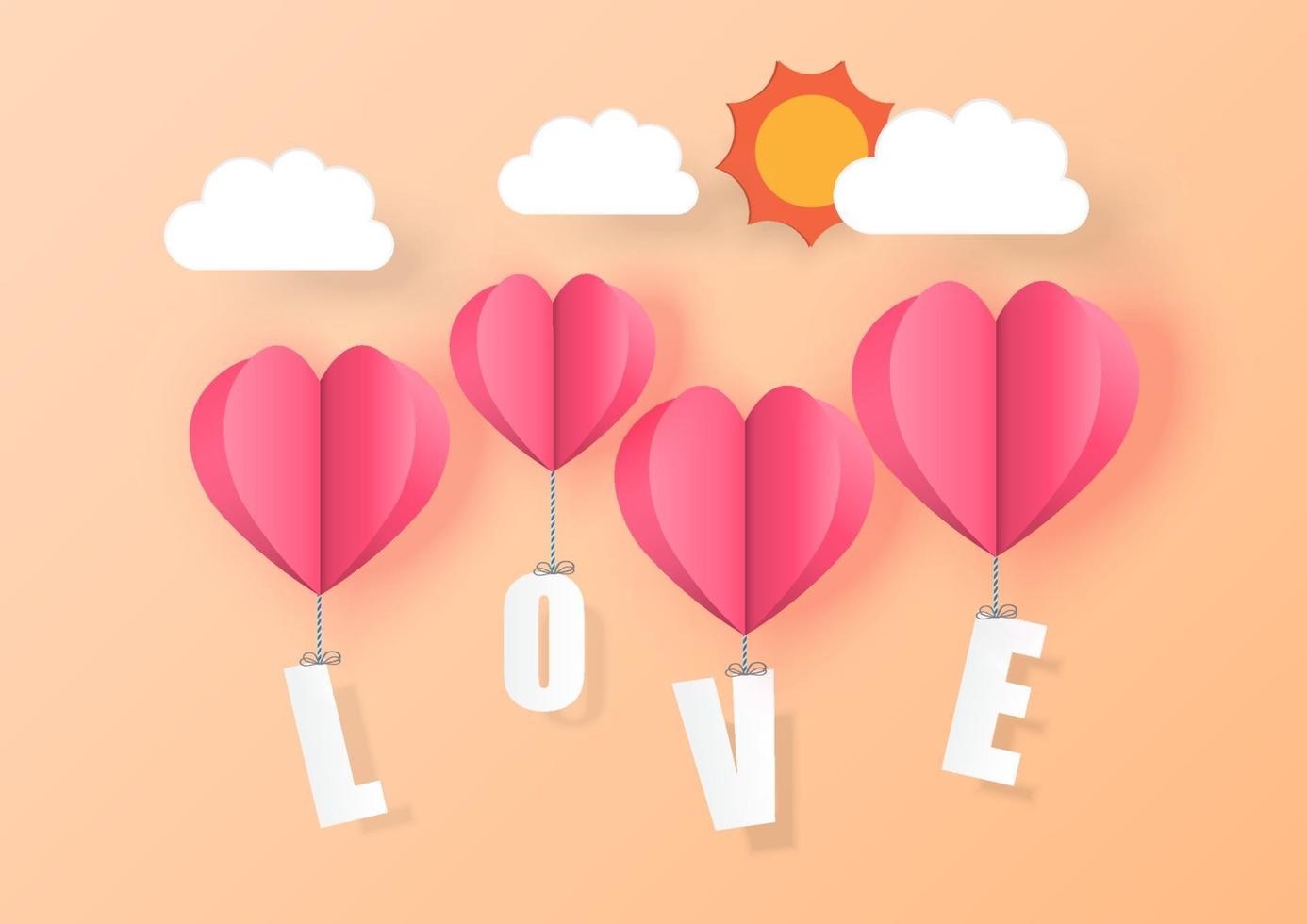 liefde voor Valentijnsdag. hart ballonnen op achtergrond. vector illustratie.