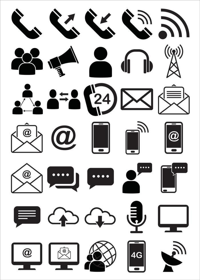 communicatie-interface icon set vector