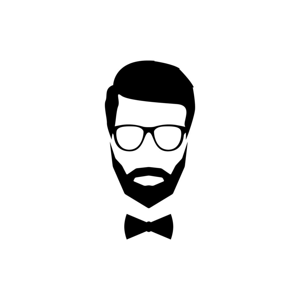 een moderne avatar van een heer met een baard, bril en vlinderdas. vector