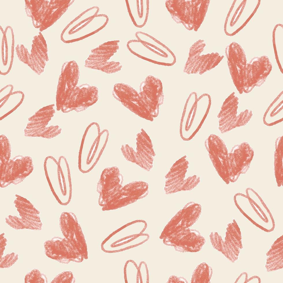 naadloze Valentijnsdag patroon achtergrond met hand tekenen roze hart vector