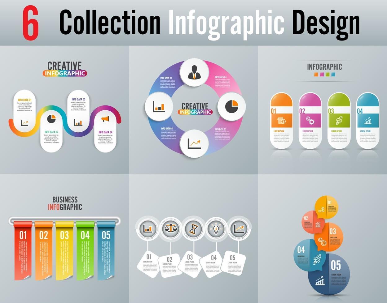 infographic ontwerp vector en marketing pictogrammen. kan worden gebruikt voor werkstroomlay-out, diagram, jaarverslag, webdesign. bedrijfsconcept met 4 en 5 opties, stappen of processen.