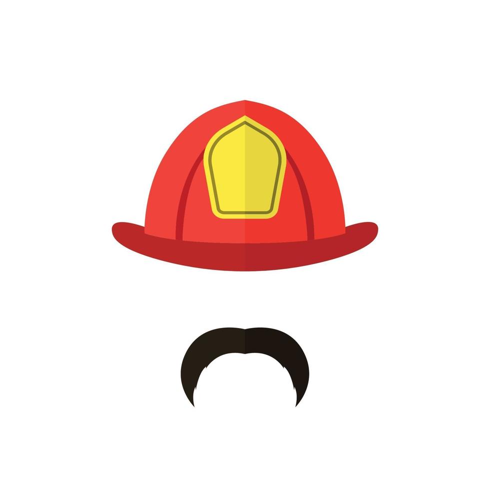 brandweerman met snor helm dragen. mannen pictogram geïsoleerd op een witte achtergrond. brandweer embleem. vector