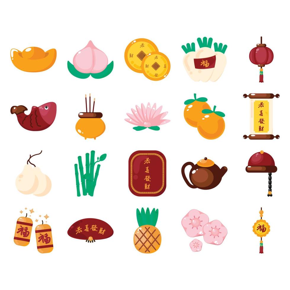 Chinees Nieuwjaar icon set vector