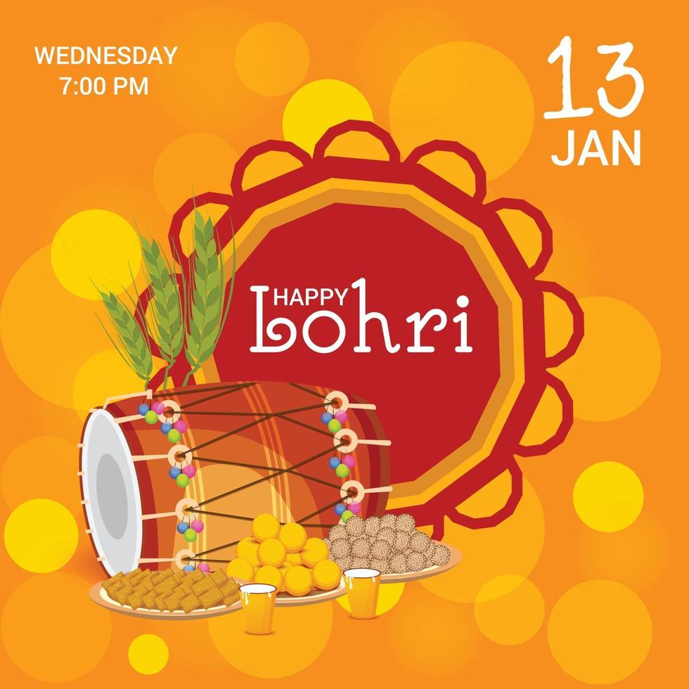 vectorillustratie van een achtergrond voor happy lohri vakantie sjabloon voor punjabi festival. vector