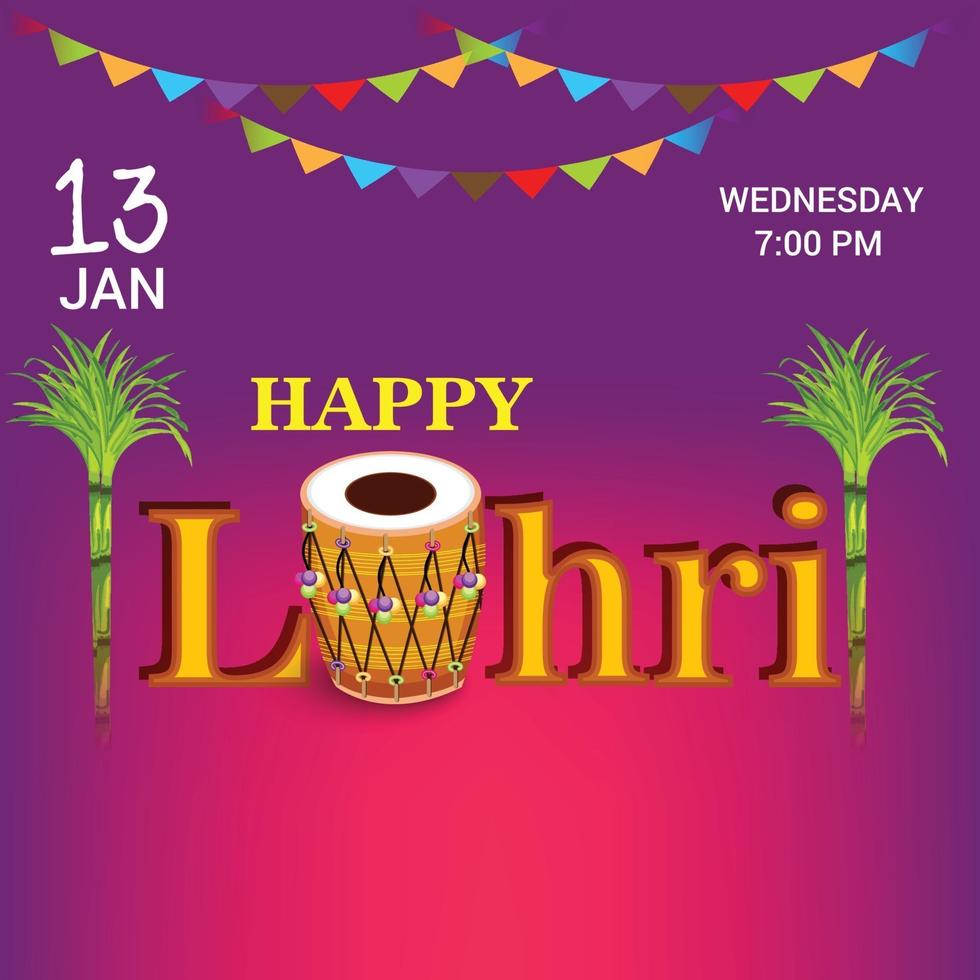 vectorillustratie van een achtergrond voor happy lohri vakantie sjabloon voor punjabi festival. vector