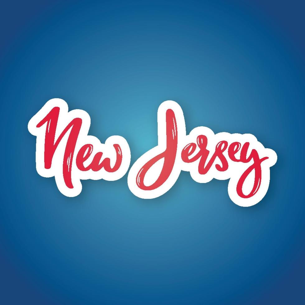 New Jersey - hand getrokken belettering naam van de staat van de VS. sticker met letters in papierstijl. vector
