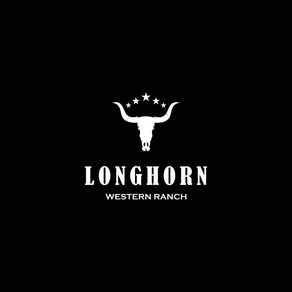 Texas langhoorn, land western logo ontwerp wijnoogst retro vector