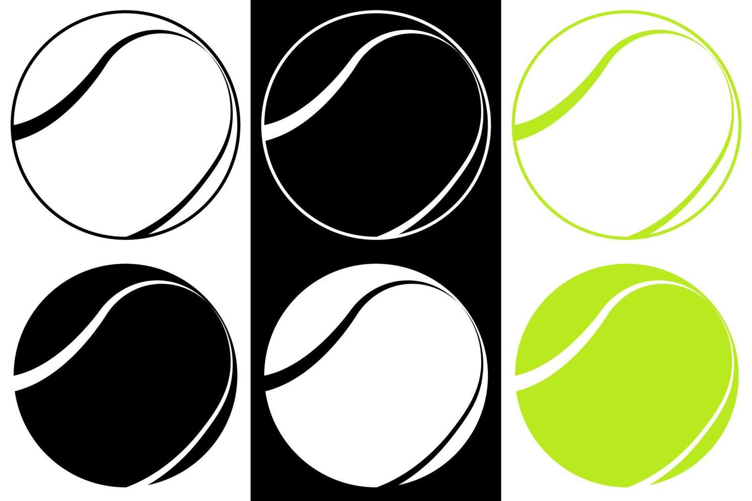 tennis bal icoon in zwart en wit en kleur. sport apparatuur. symbool voor mobiel toepassing of web. vector