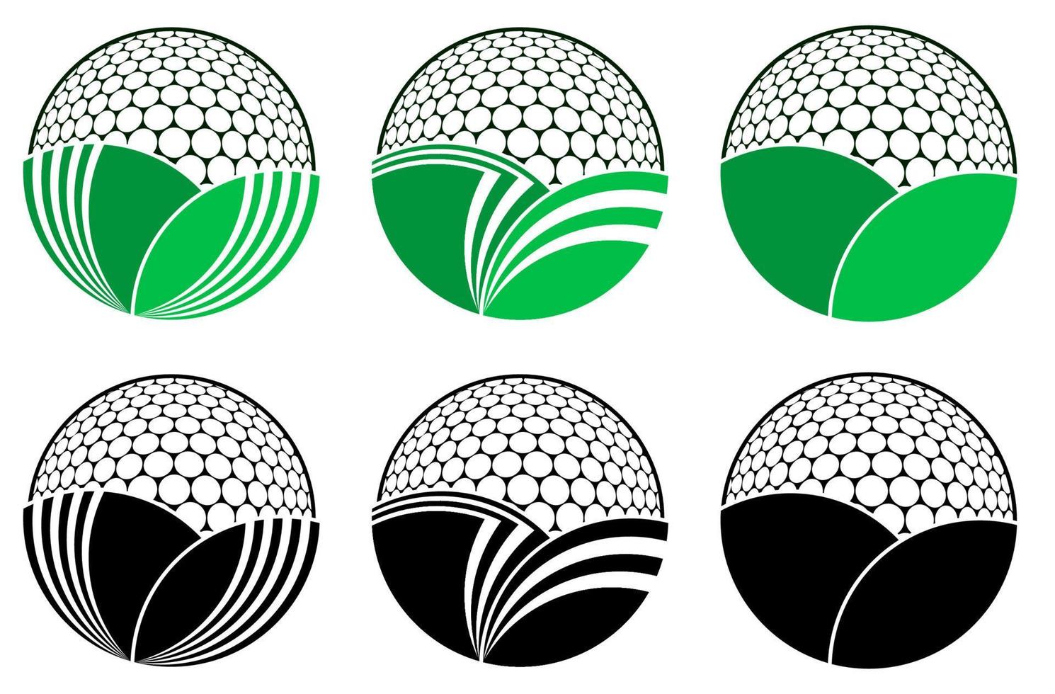 symbool set, sport bal voor golf Aan wit achtergrond met golf Cursus gestileerde net zo bladeren. golf wedstrijd. geïsoleerd vector
