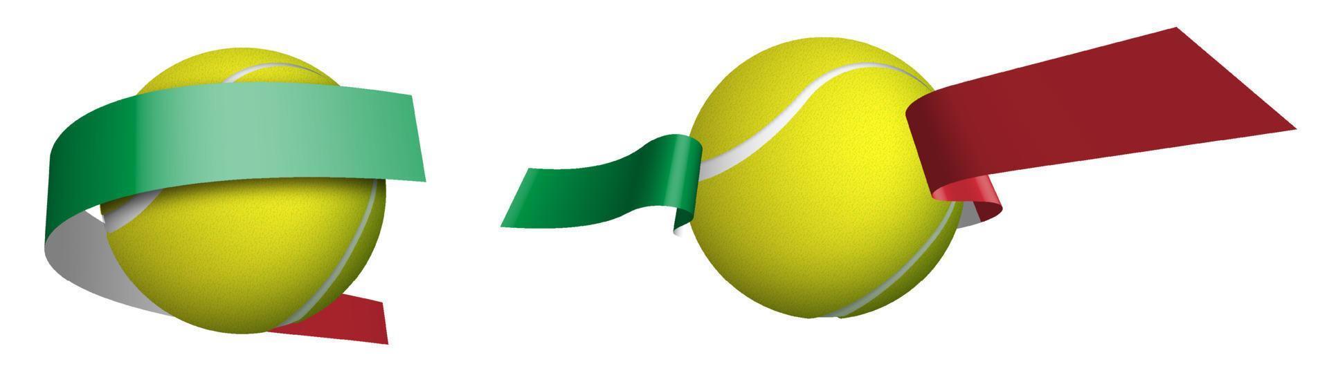 sport- tennis bal in linten met kleuren vlag Italiaans vlag. geïsoleerd vector Aan wit achtergrond