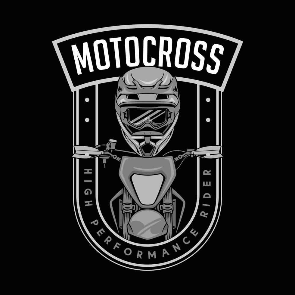motorcross met een motorfiets en helm-symbool. premium vector
