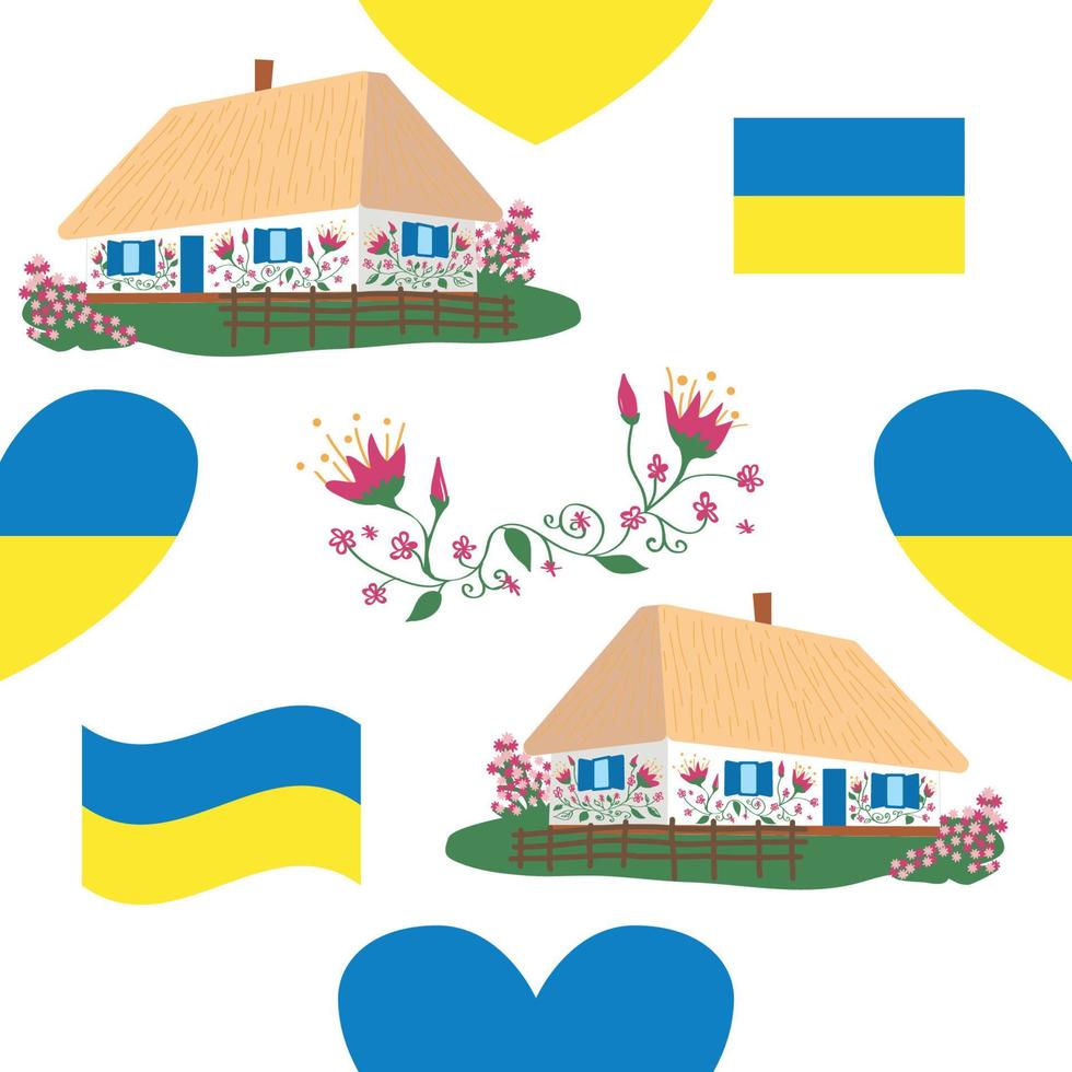 naadloos patroon lijn Oekraïne vlag. dun schets nationaal achtergrond. vector
