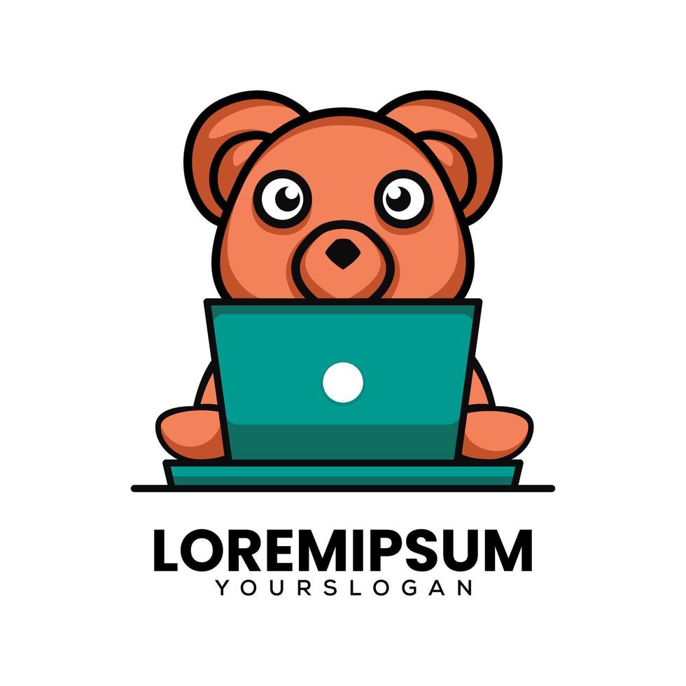schattig beer logo spelen laptop vector
