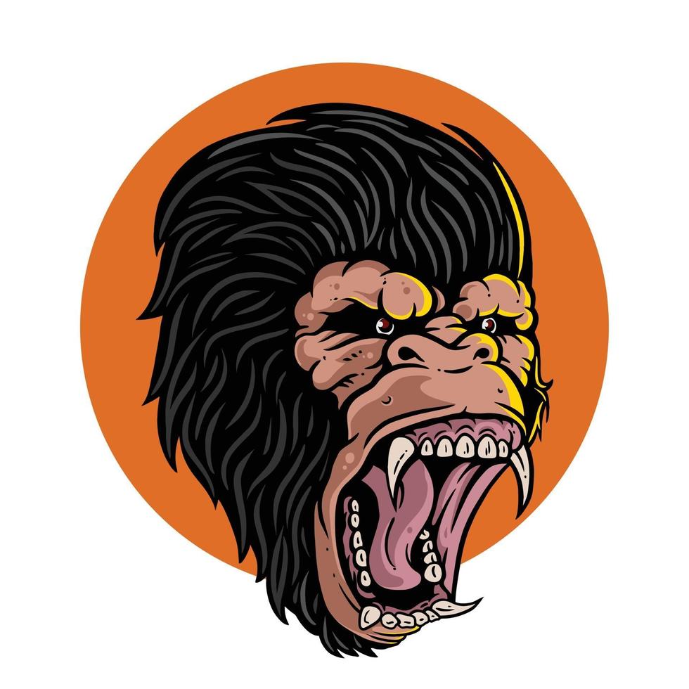 boze gorilla toont tanden. premium vector