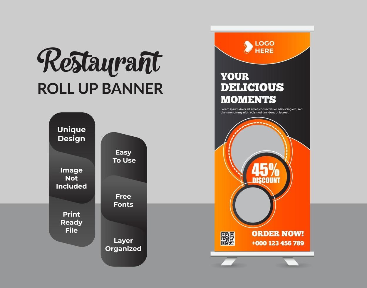 restaurant bedrijf roll-up banner sjabloonontwerp vector