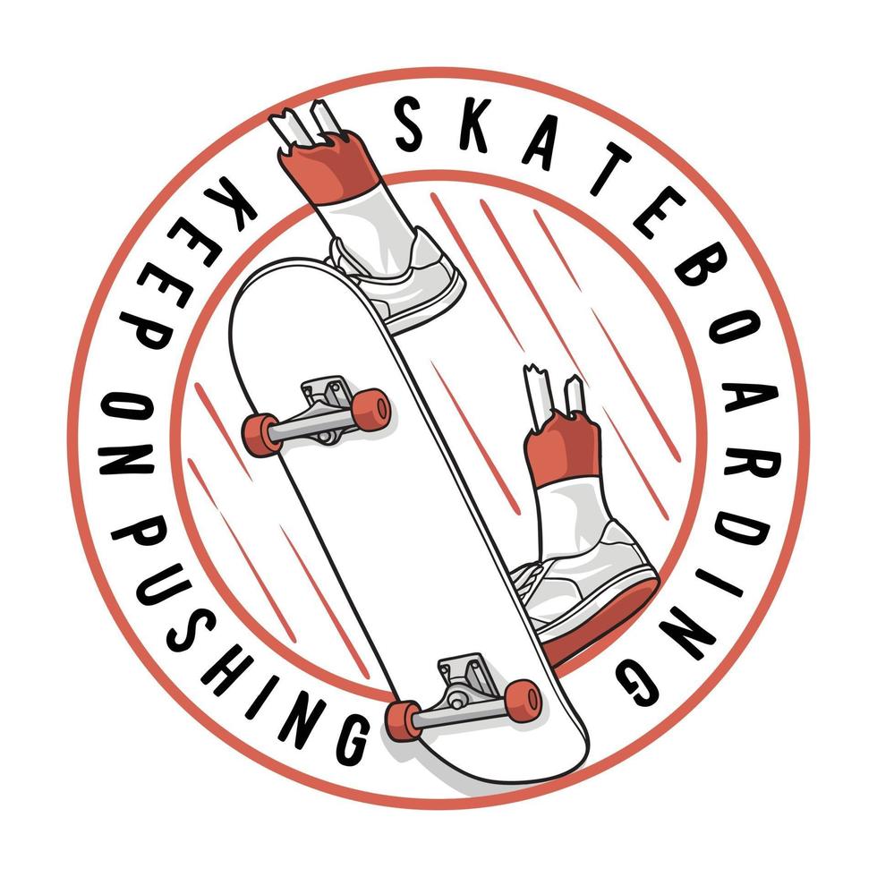 skateboard blijf duwen. premium vector