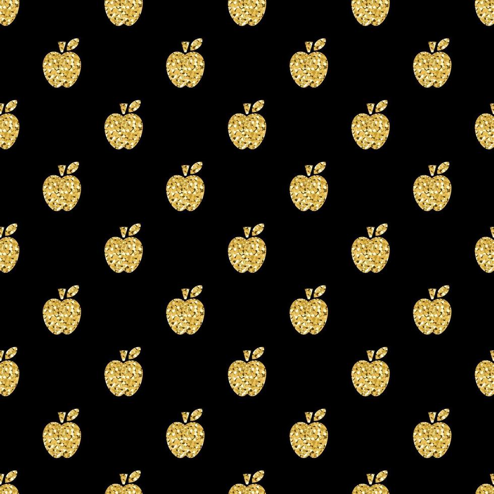 naadloze gouden glitter apple stempel patroon achtergrond vector