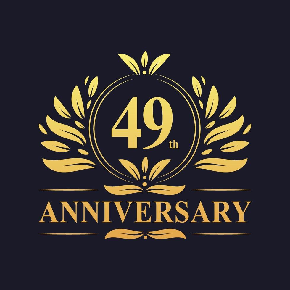 49e verjaardag ontwerp, luxe gouden kleur 49 jaar verjaardagslogo. vector