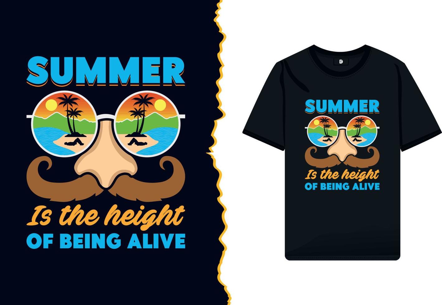 zomer seizoen vector t-shirt ontwerp met zonnebril illustratie. vakantie typografie kunsten en retro kleurrijk overhemd sjabloon.