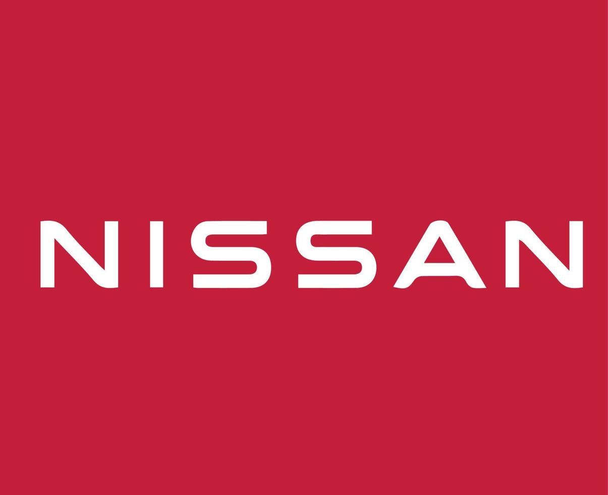 nissan merk logo auto symbool naam wit ontwerp Japan auto- vector illustratie met rood achtergrond