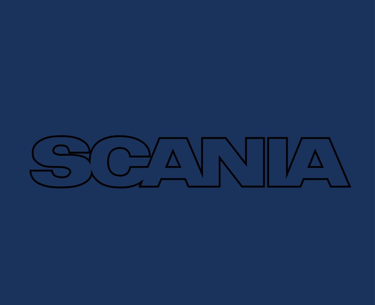 scania merk logo symbool naam zwart ontwerp Zweeds auto auto- vector illustratie met blauw achtergrond