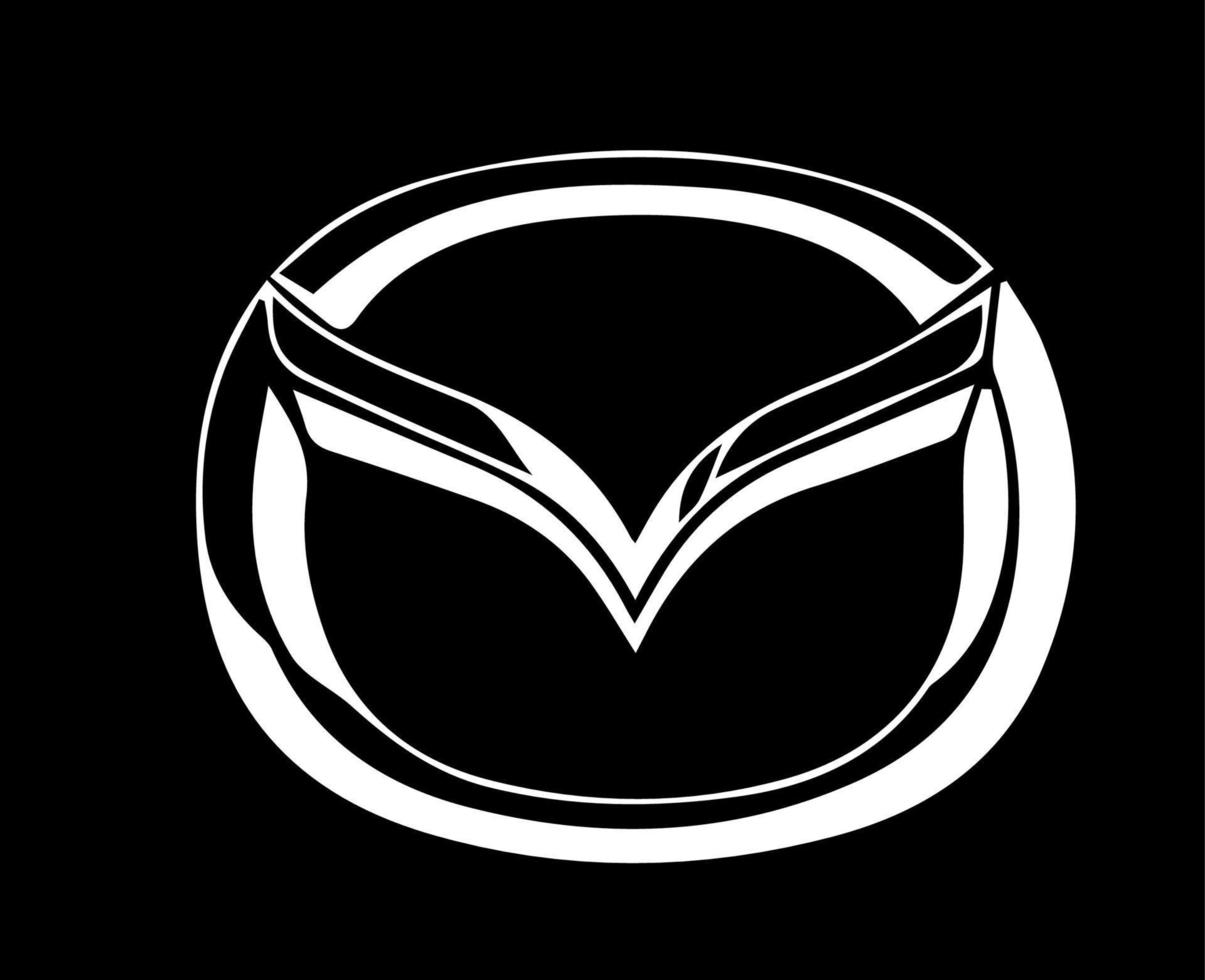 mazda merk logo symbool wit ontwerp Japan auto auto- vector illustratie met zwart achtergrond