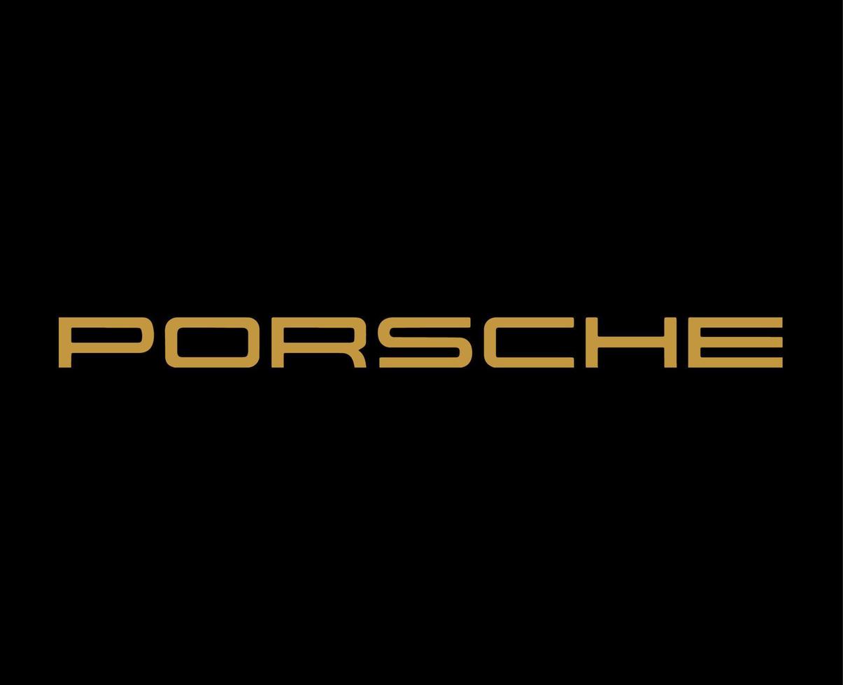 porsche logo merk auto symbool naam goud ontwerp Duitse auto- vector illustratie met zwart achtergrond