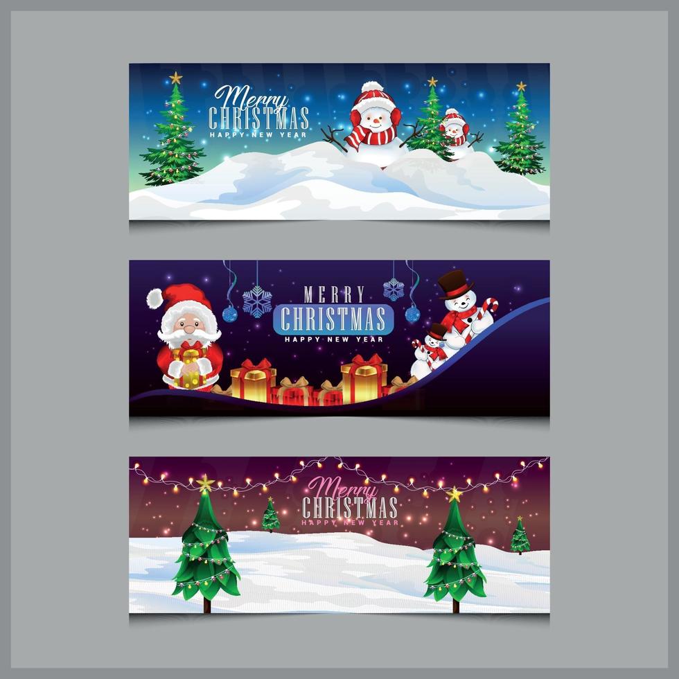 vrolijke kerstbanners vector