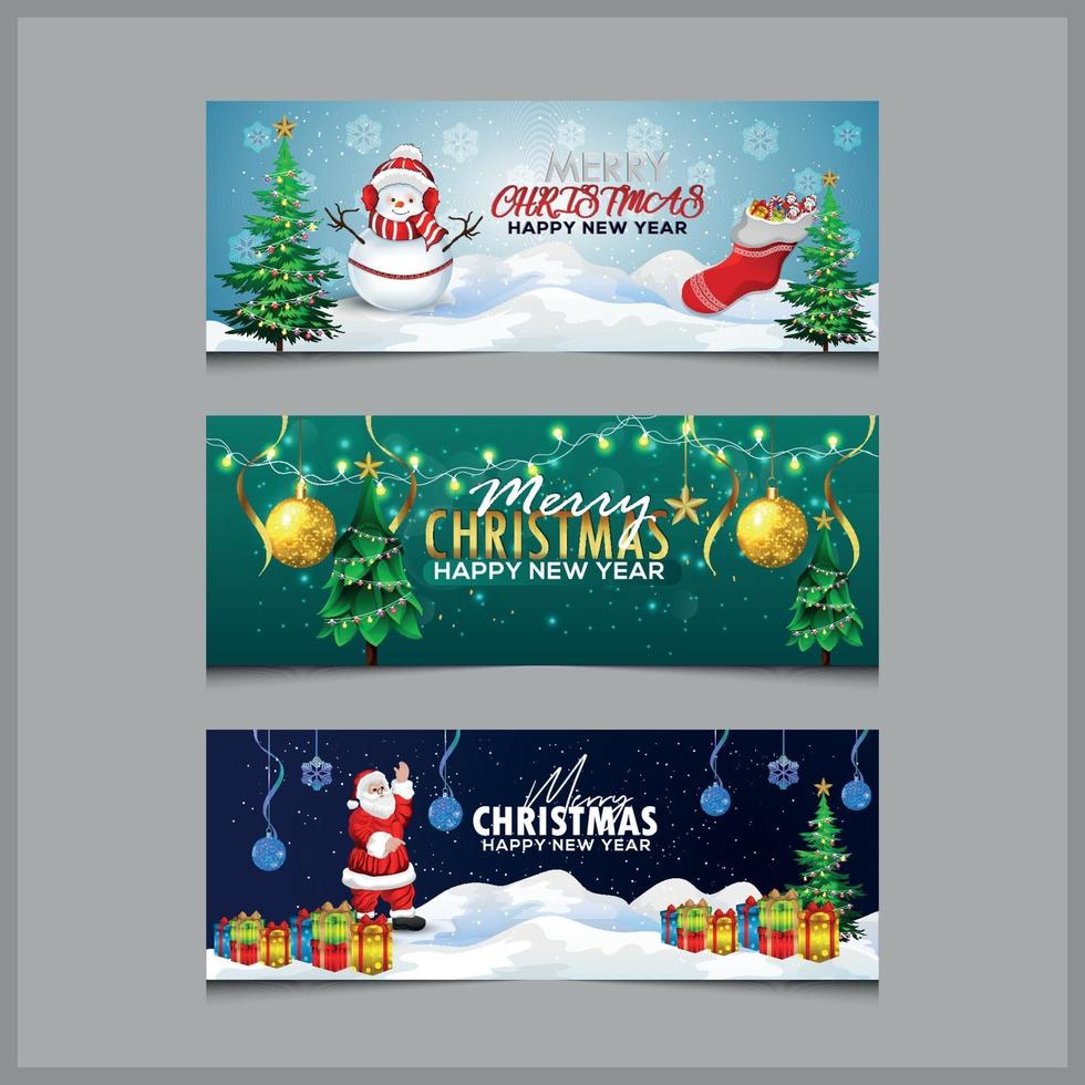 vrolijke kerstbanners vector