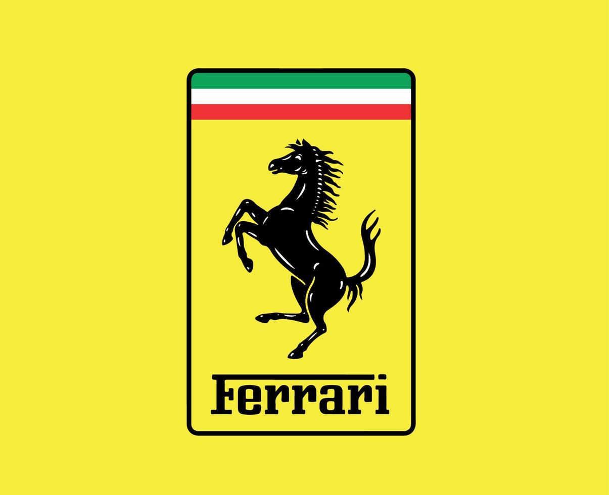 ferrari merk logo symbool ontwerp Italiaans auto auto- vector illustratie met geel achtergrond