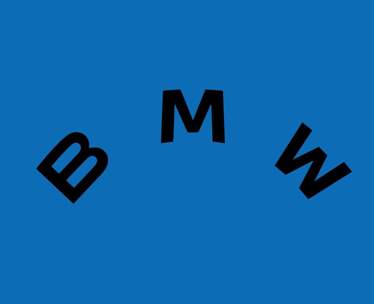 BMW merk logo auto symbool naam zwart ontwerp Duitsland auto- vector illustratie met blauw achtergrond