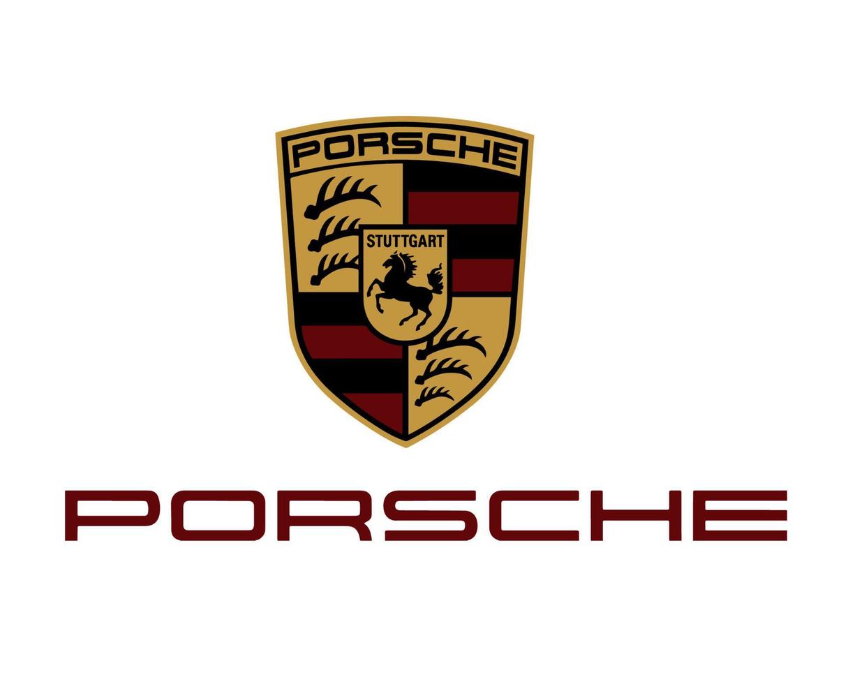 porsche logo merk auto symbool met naam rood ontwerp Duitse auto- vector illustratie