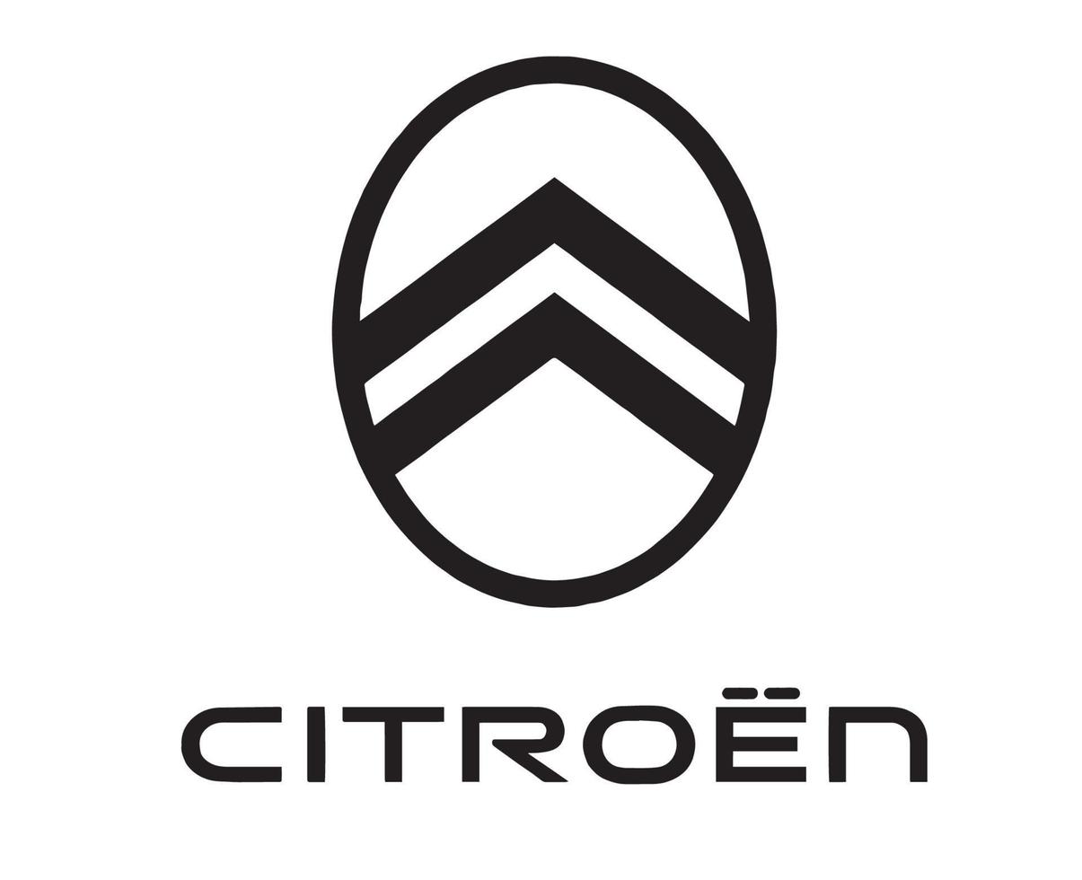 citroen merk nieuw logo auto symbool met naam zwart ontwerp Frans auto- vector illustratie