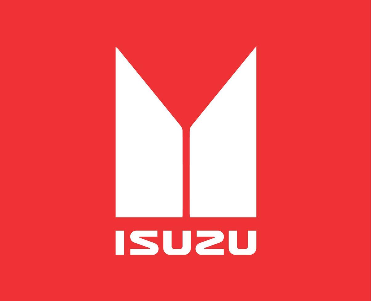 isuzu merk logo auto symbool met naam wit ontwerp Japan auto- vector illustratie met rood achtergrond