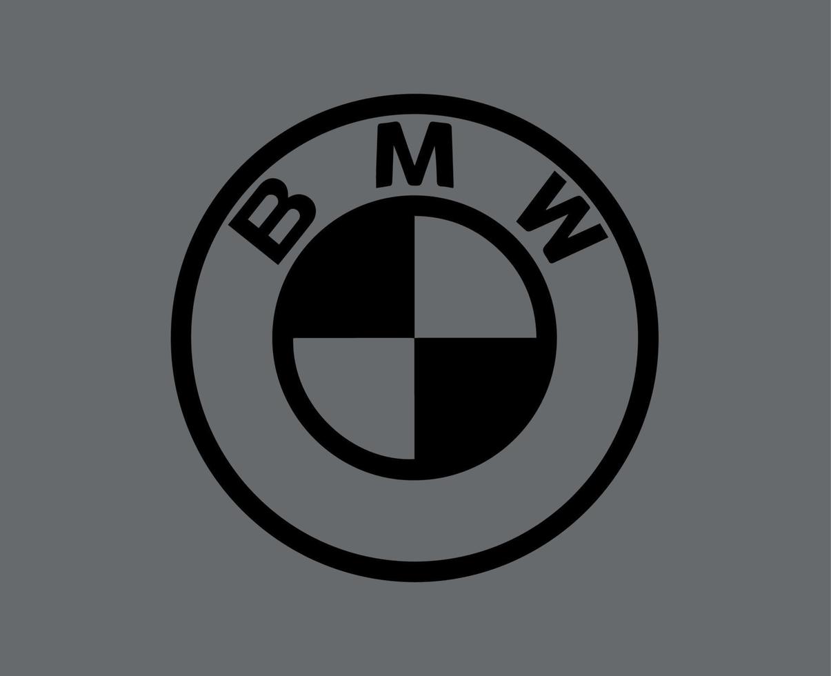 BMW merk logo symbool zwart ontwerp Duitsland auto auto- vector illustratie met grijs achtergrond