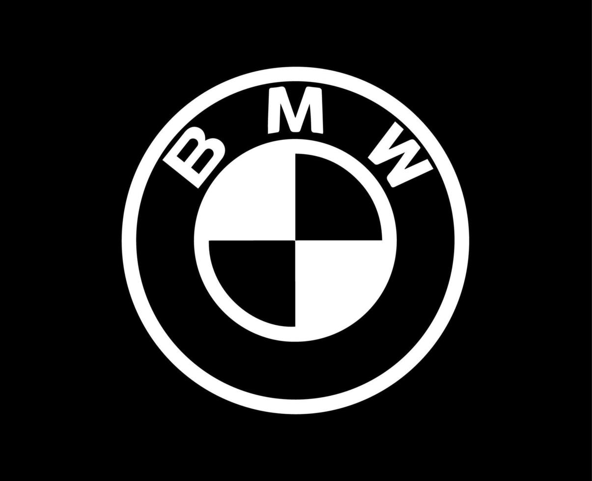 BMW merk logo symbool wit ontwerp Duitsland auto auto- vector illustratie met zwart achtergrond