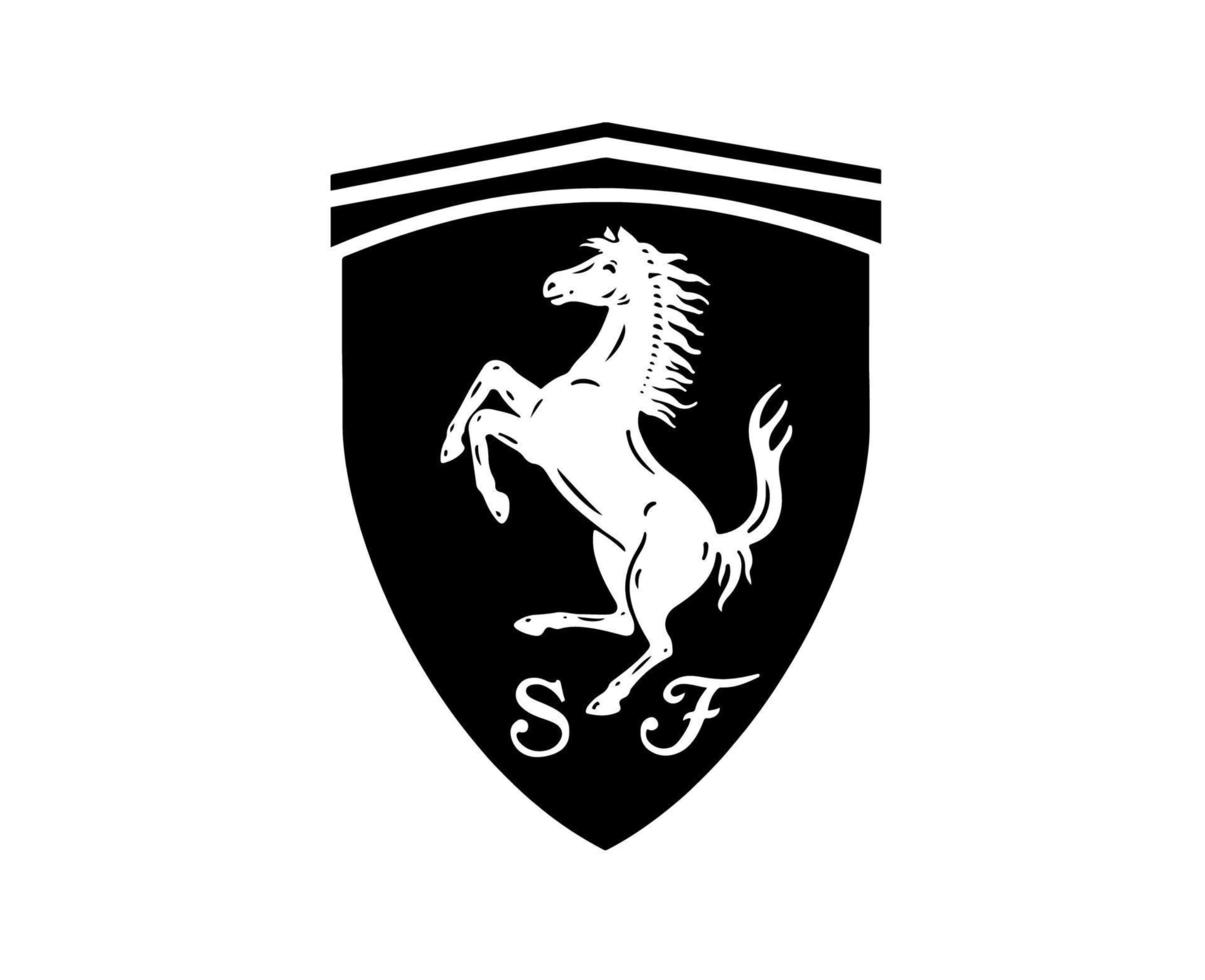 ferrari logo merk auto symbool zwart ontwerp Italiaans auto- vector illustratie